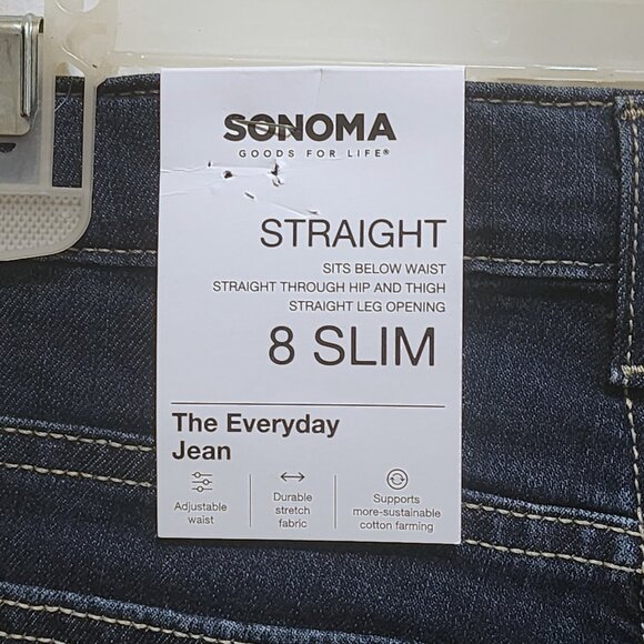 Sonoma Blue Jeans Straight Leg Adjustable Waist Stretch Boys 8 Slim New - Picture 4 of 5